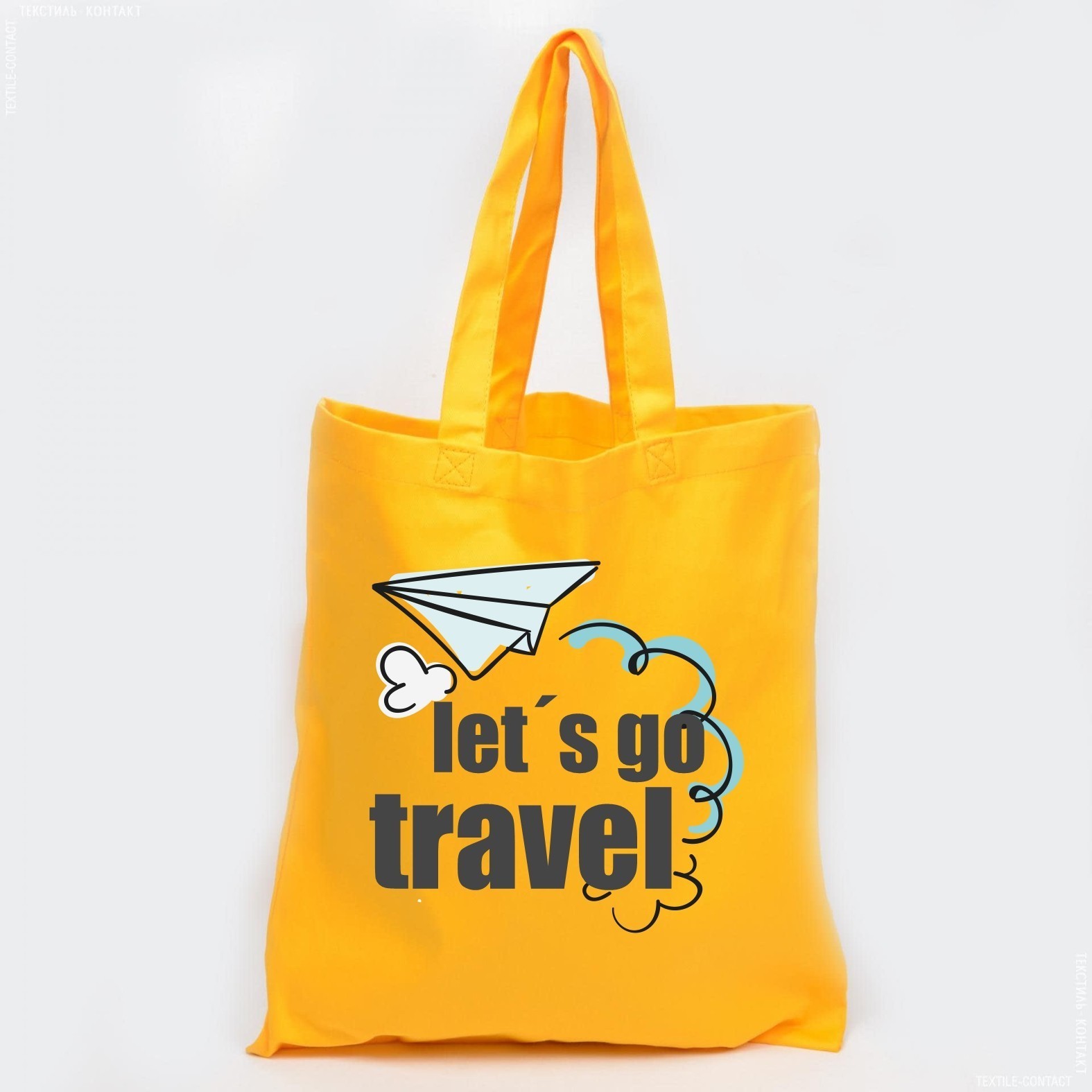 

Экосумка Vivay с принтом Lets go travel 38x42 см Желтая (6196)