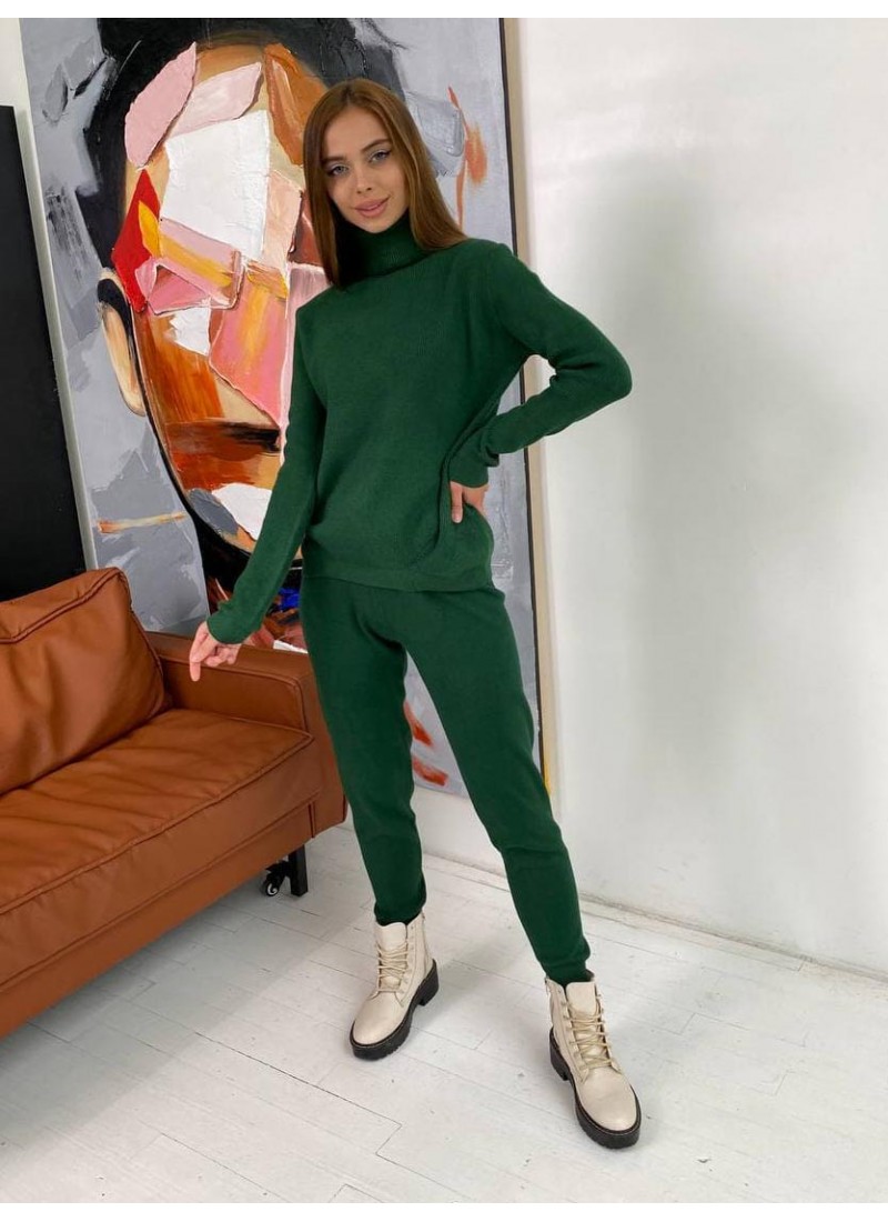 

Костюм прогулочный гладкий высокое горло 715# Modern Boutique темно-зелёный, one size КО715