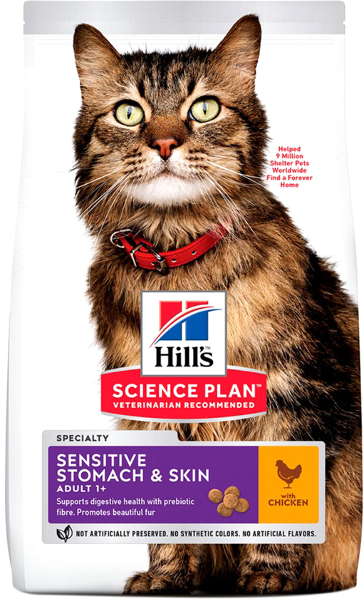 Акція на Сухой корм для кошек с чувствительным пищеварением и кожей Hill's Science Plan Adult Feline Sensitive Stomach & Skin с курицей - 1.5 кг (604072) (52742017242) від Rozetka UA