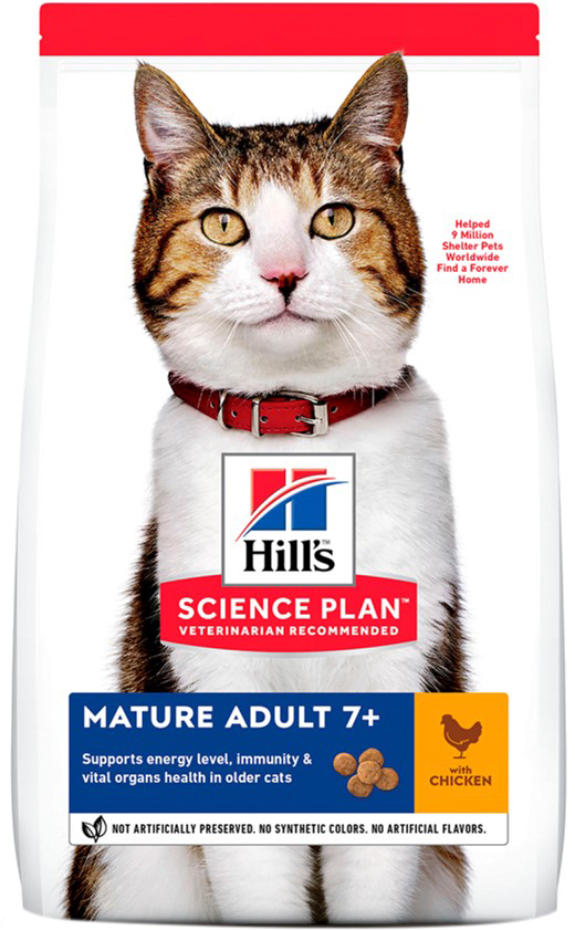 Сухой корм для пожилых кошек старше 7 лет Hill's Science Plan Feline Mature Adult 7+ с курицей - 1.5 кг (604097) (52742023403)