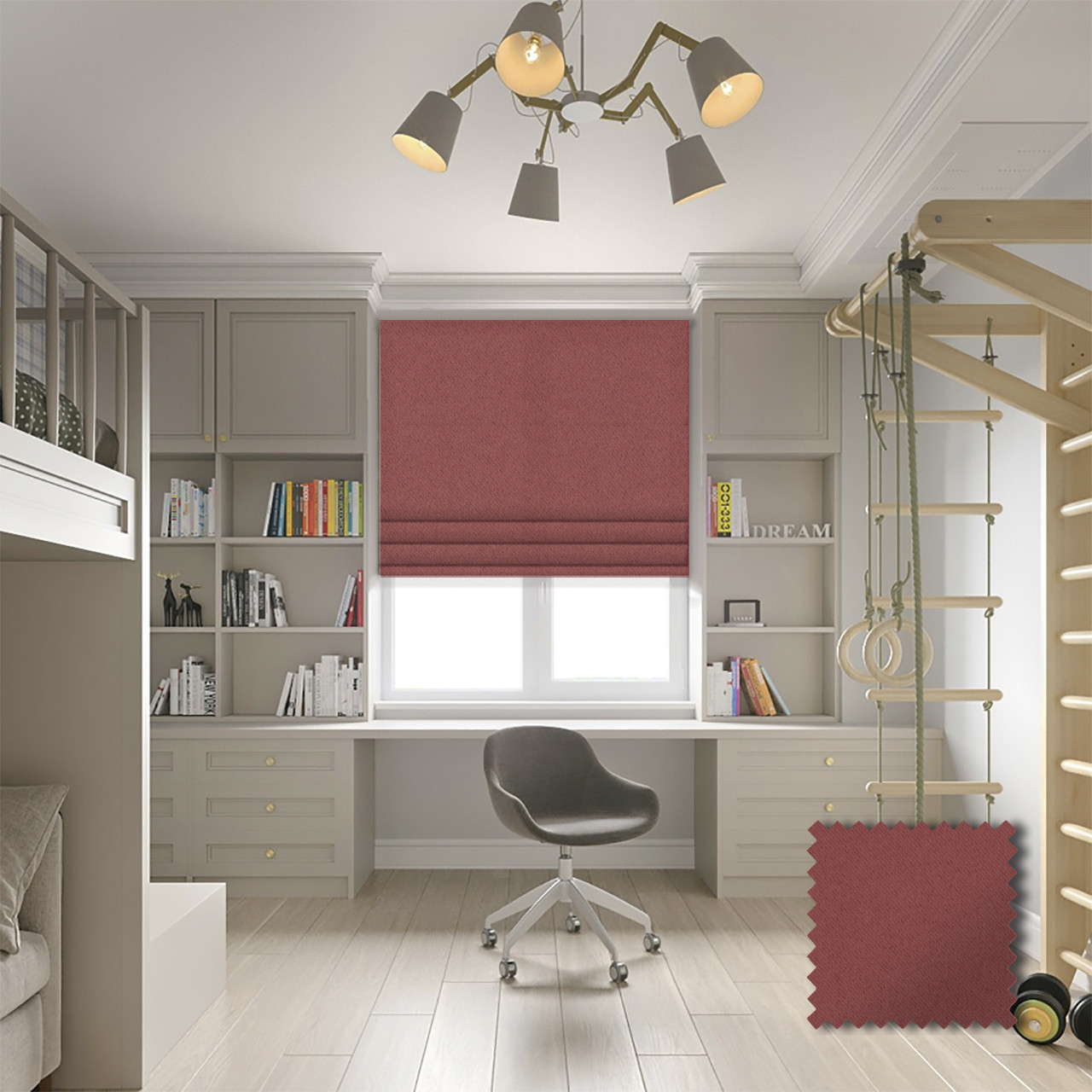 

Римские шторы JQ Блэкаут Терракотово красный 190х170, Роторно-цепочный