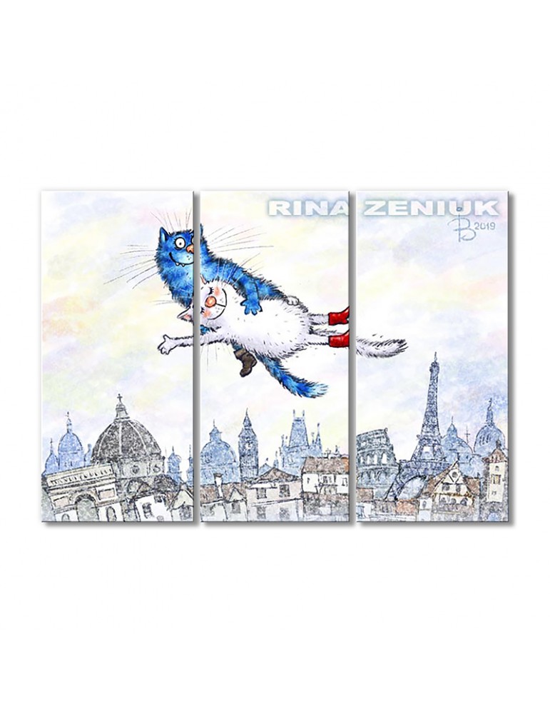 

Модульная картина Artel «Фантазия мяу-диез-Шагал» 3 модуля 90x135 см