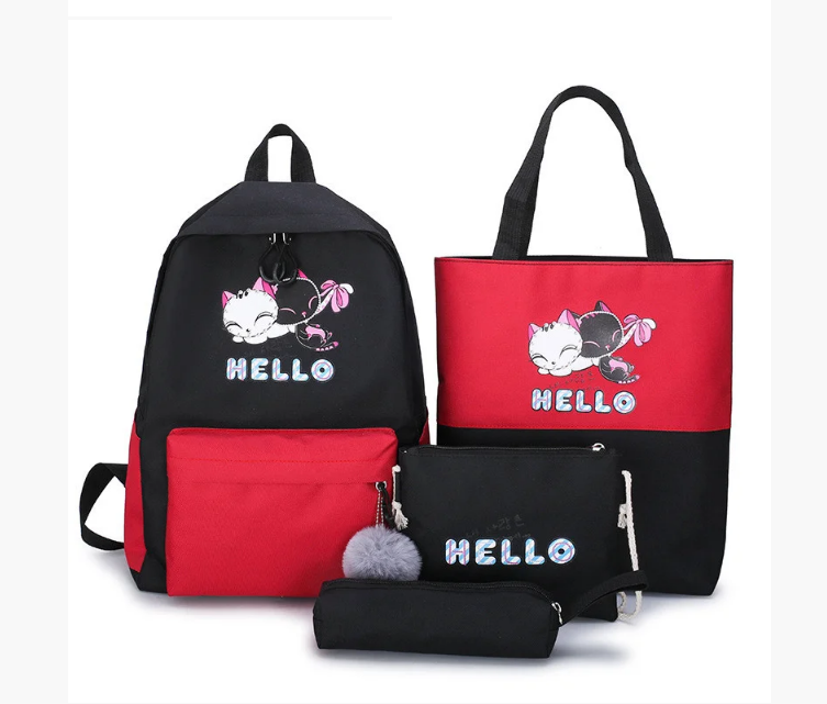 

Комплект Рюкзак женский + сумки + пенал Sugebag Черный с красным (245G)