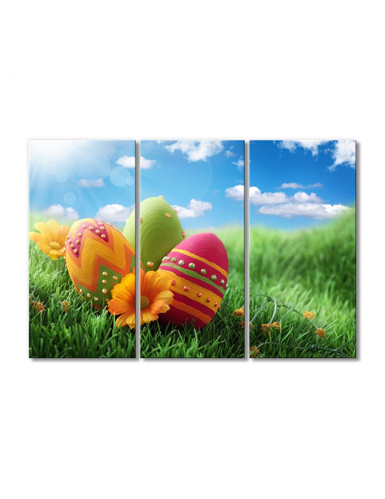 

Модульная картина Artel «Утренние пасхальные яички на траве» 3 модуля 90x135 см