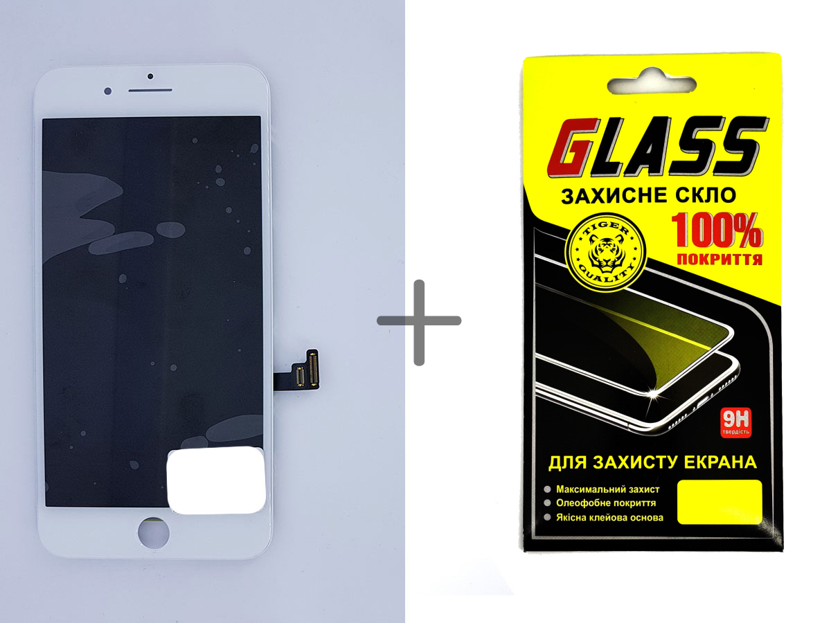 

Дисплей с сенсором тачскрином (дисплейный модуль) для Iphone 8 Plus белый + защитное стекло