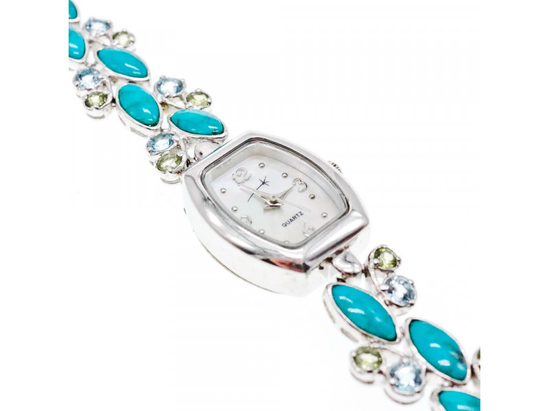 

Серебряные часы с бирюзой и фианитами Натуральный Sky Jewelry 003463