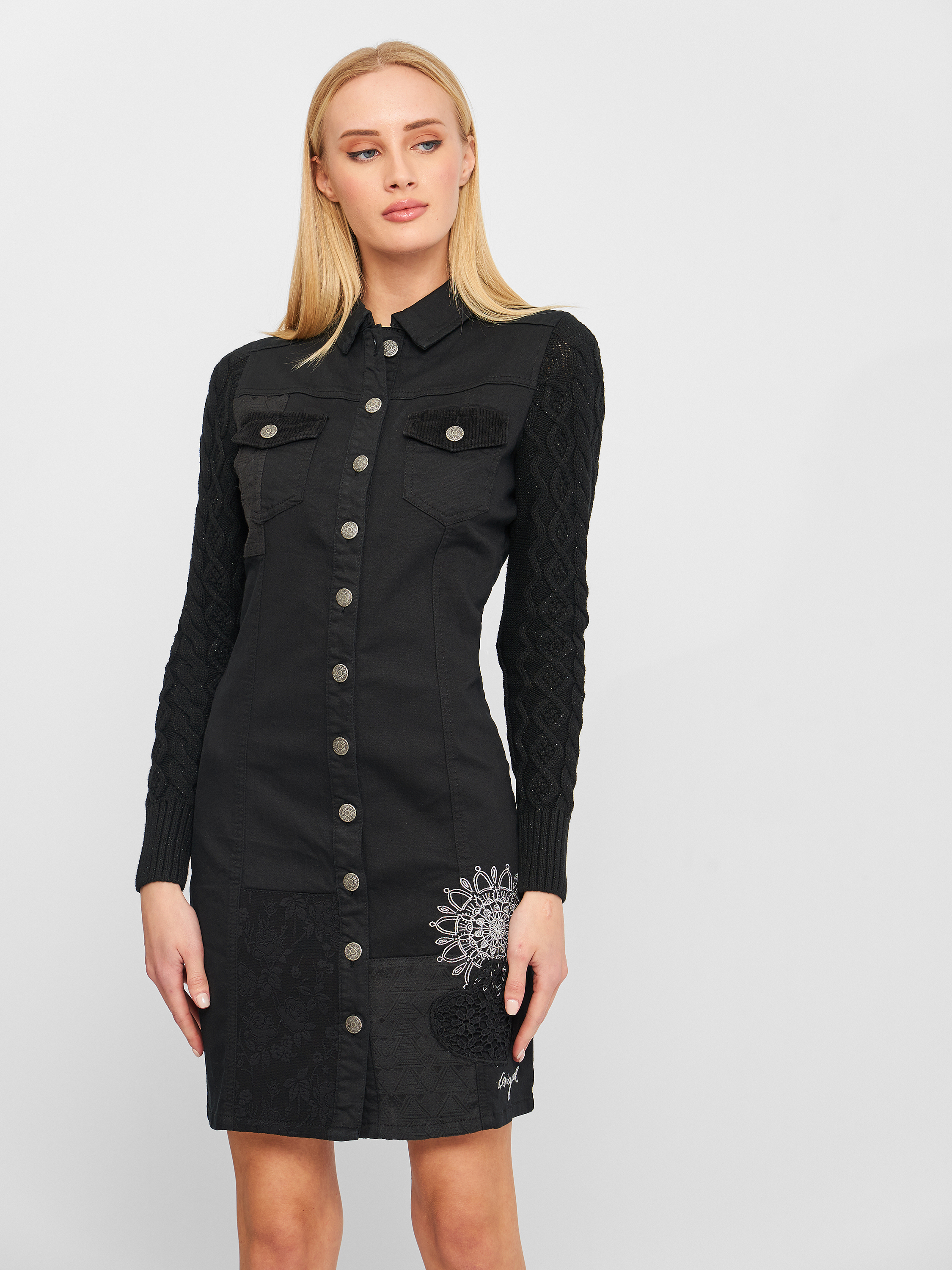 

Платье джинсовое Desigual 18WWVDX2-2000 36 Черное