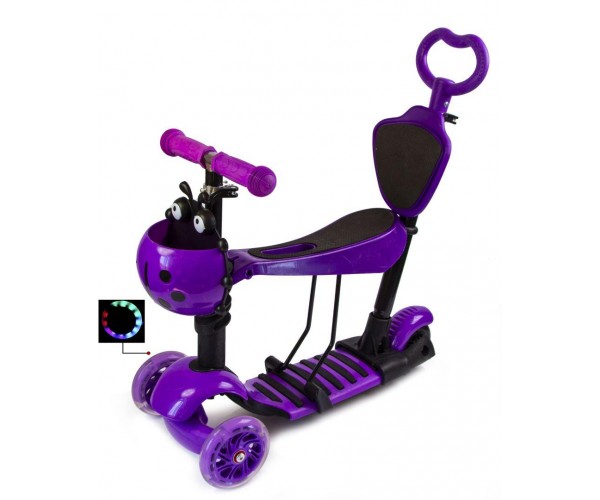 

Трехколесный самокат-беговел Scooter 5в1 Божья коровка, Зеленый