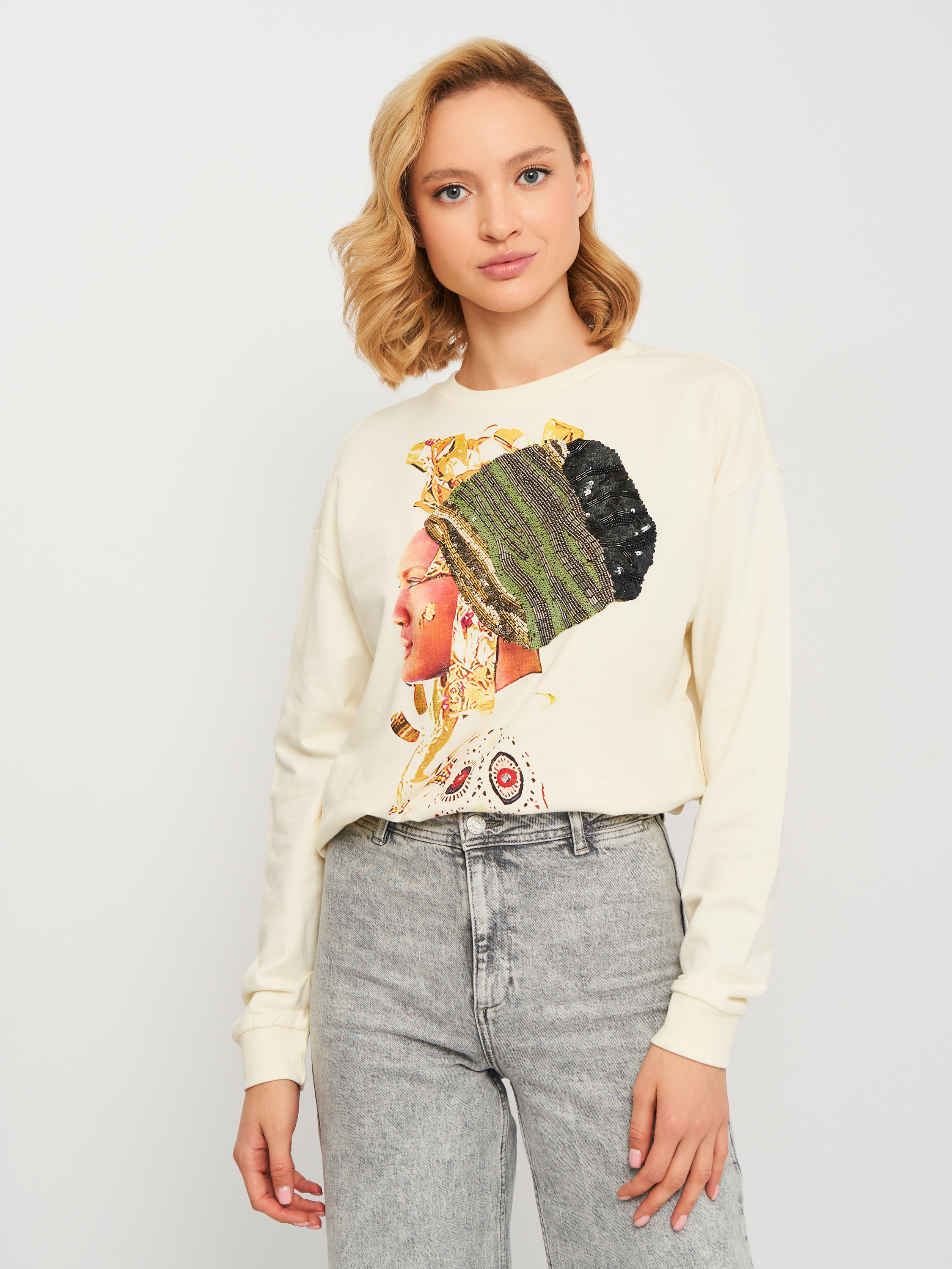 

Свитшот Desigual 19SWSK05-1031  Молочный, Свитшот Desigual 19SWSK05-1031 XL Молочный