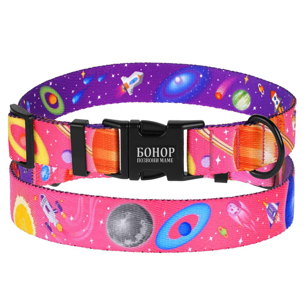 

Ошейник для Собак BronzeDog Urban Cosmos Нейлоновый c Металлической Пряжкой Розовый 20 мм 30-40 см (47/1217)