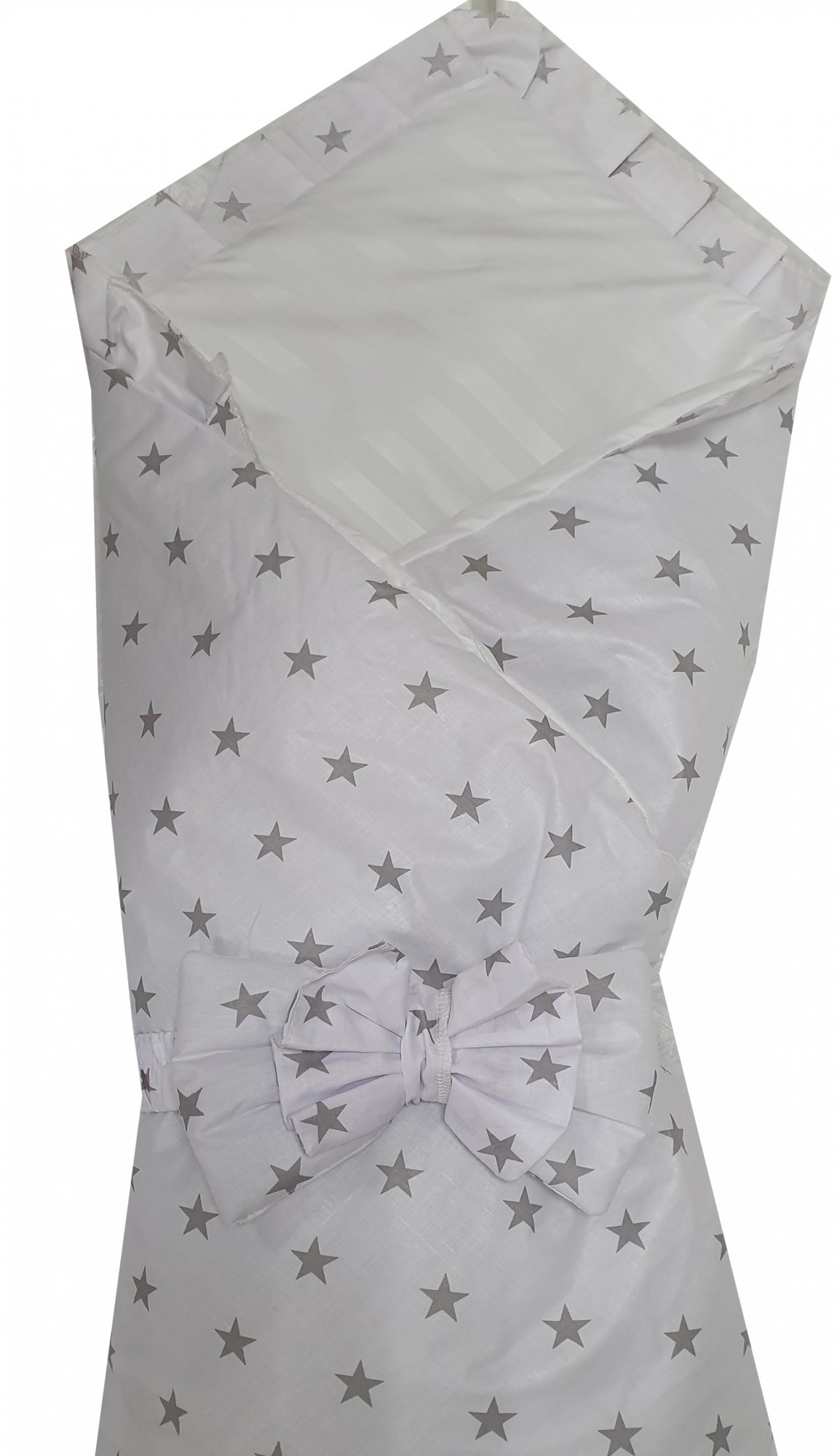 

Конверт одеяло на выписку Baby 3 в 1. "Белый с серыми звездами"