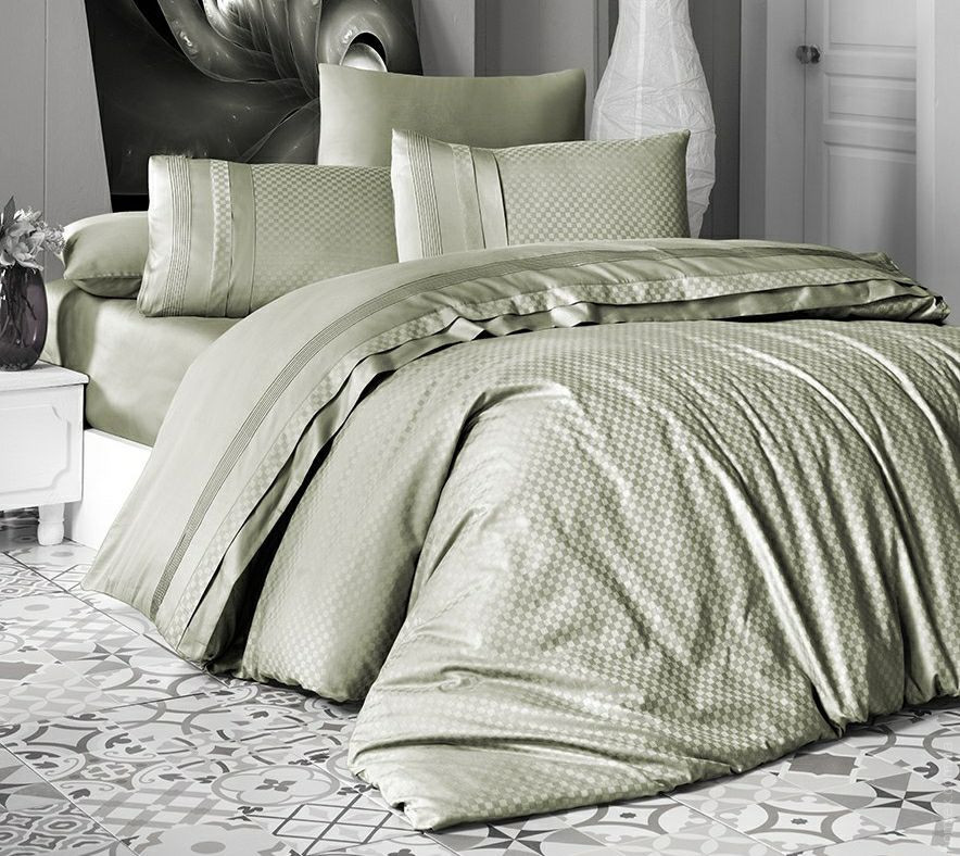 

Постельное белье First Choice deluxe сатин 200x220 Square Style Yesil