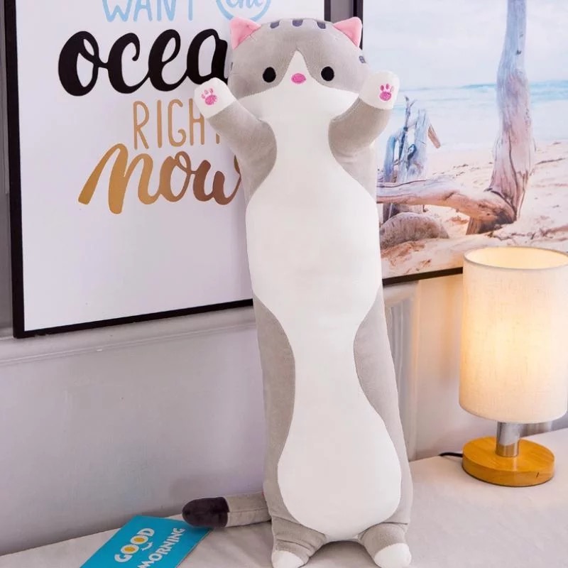 

Мягкая Игрушка Кот Длинний 70см Подушка Обнимашка Серая