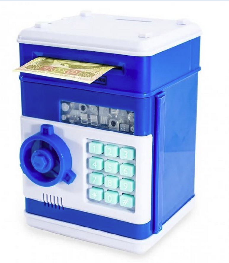 

Детский сейф Копилка Bank Safe Blue с кодовым замком и Купюроприемником для бумажных денег и монет