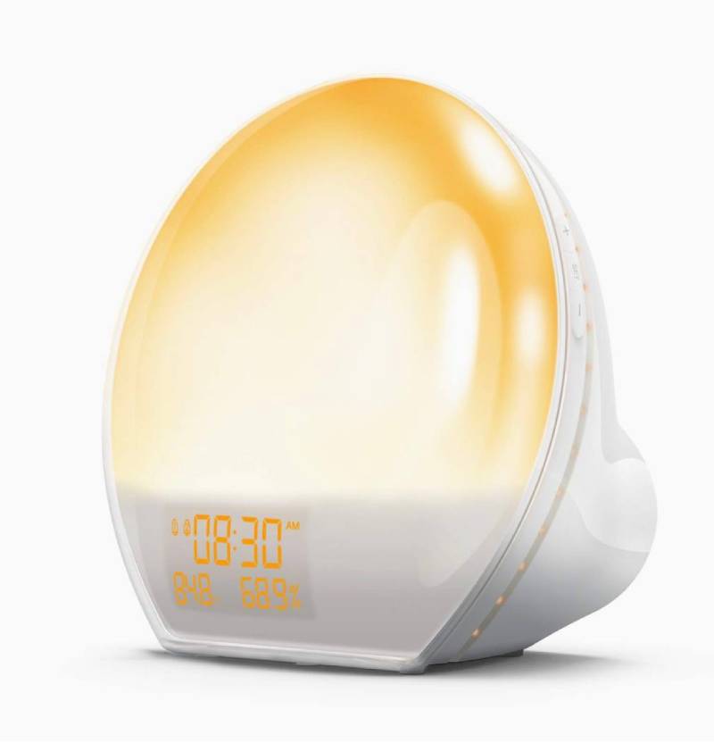 

Светодиодный будильник, часы Ommani alarm clock с симуляцией восхода солнца, 7 цветов, двойной цифровой будильник с FM-радио