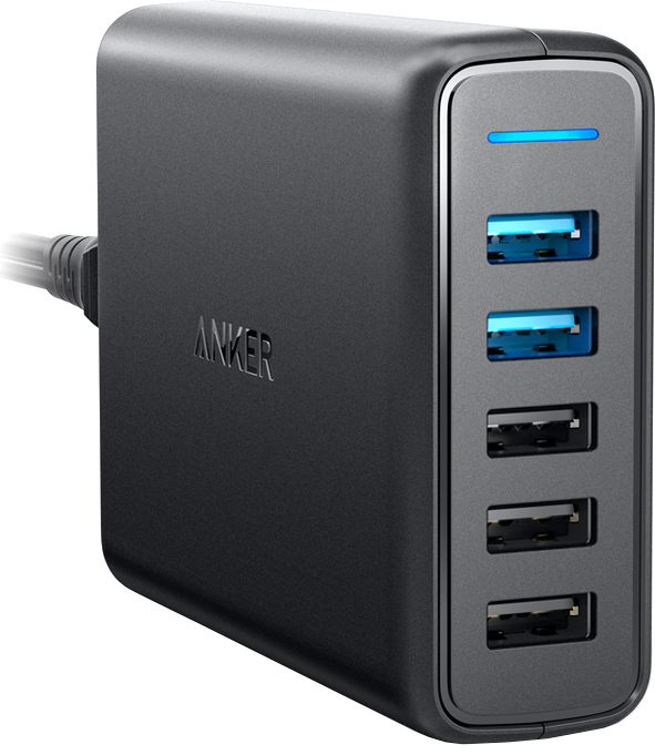 

Мережевий зарядний пристрій Anker PowerPort 5 With Dual QC 3.0 & Power IQ V3 Black