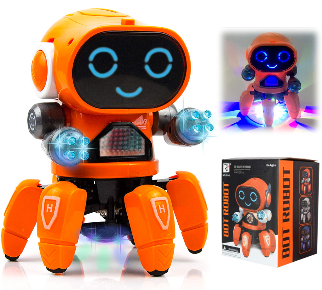 

Интерактивный танцующий робот музыкальный светится 16 см UKC BOT ROBOT ZR142 оранжевый