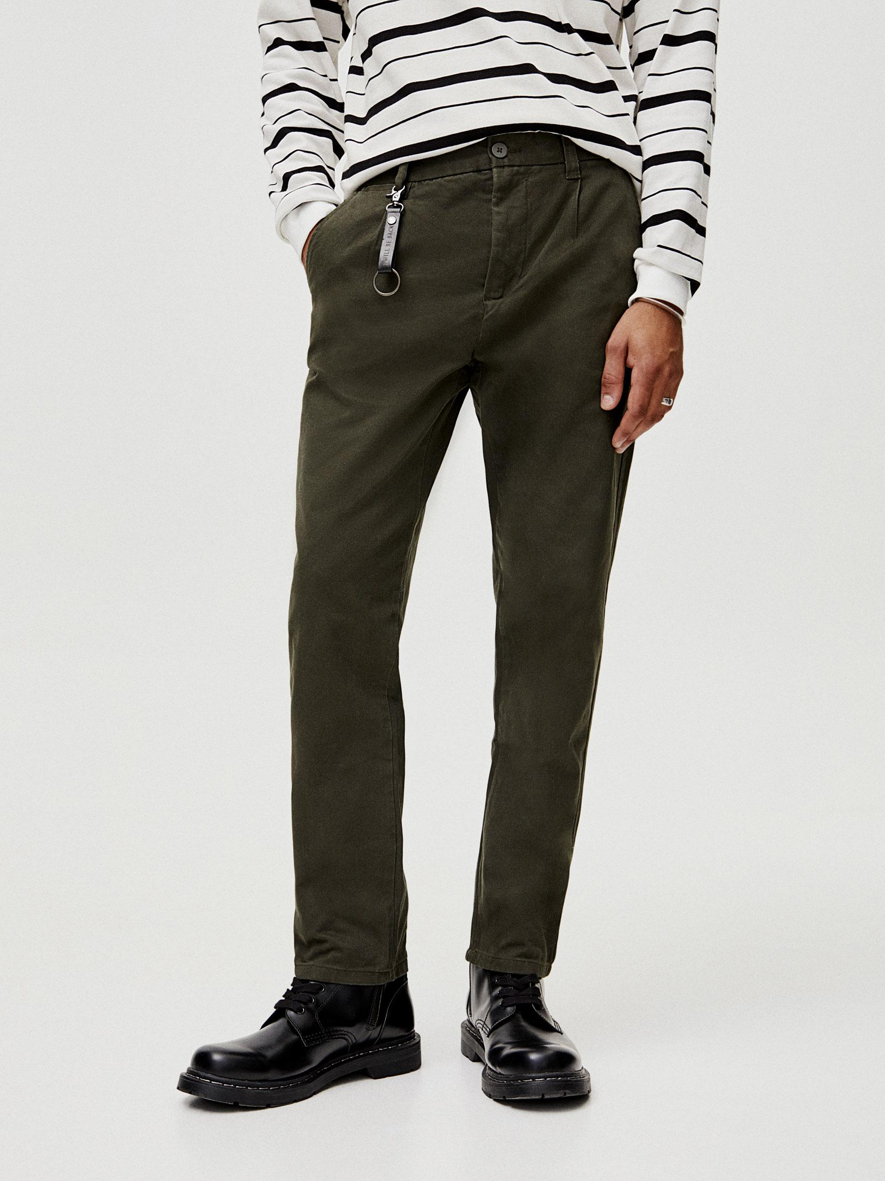 

Штаны Pull & Bear XAZ260419TRWT 40 Серые с зеленым