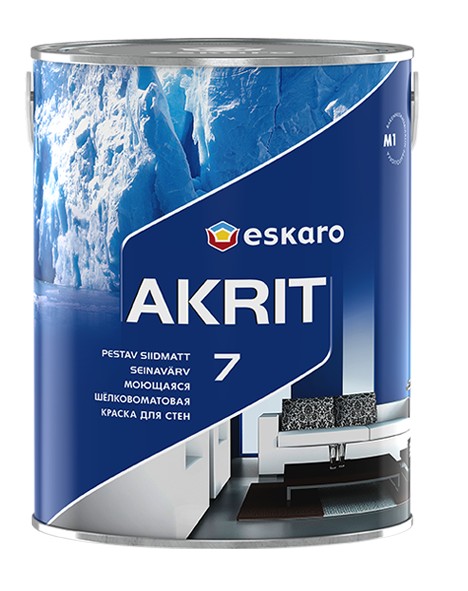 

Краска Eskaro Akrit 7 шелковисто-матовая TR 2,85 л Белая