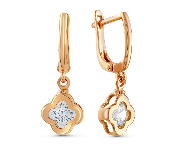 

Серьги золотые с камнем SWAROVSKI Zirconia " Клевер", С4284SW
