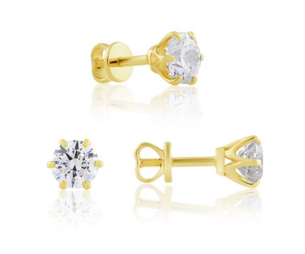 

Серьги-пусеты из желтого золота с камнями SWAROVSKI Zirconia "Орлеан", С4136/2GSW