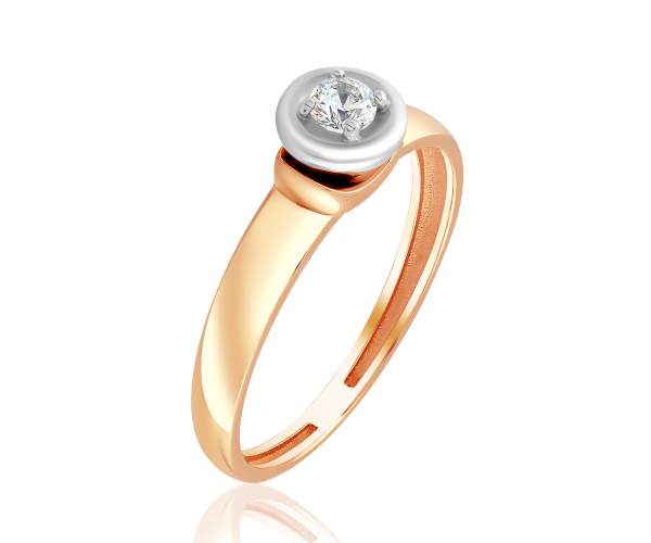 

Кольцо из комбинированного золота с камнем SWAROVSKI Zirconia "Алеста", КД4282SW, 17 размер