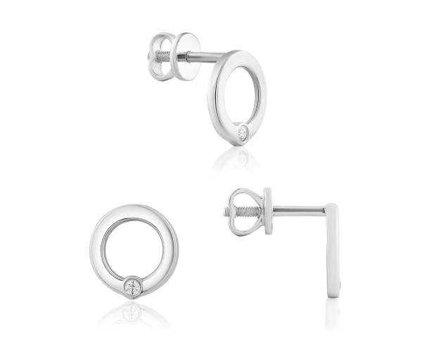 

Серьги- пусеты из белого золота с камнем SWAROVSKI Zirconia "Круг", С4273/1GSW