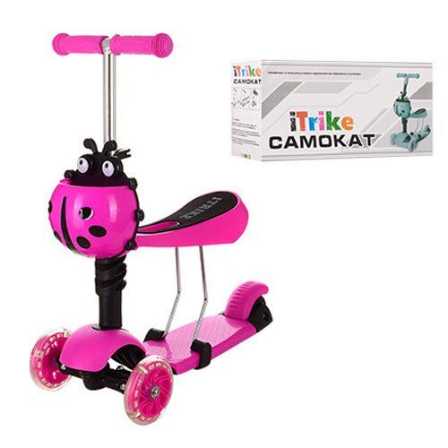 

Самокат-беговел iTrike 3-х колесный MAXI JR 3-016-P Розовый (ПВХ передние 120 мм свет и задние 100 мм)