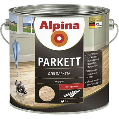 

Лак паркетный Alpina Parkett бесцветный глянцевый 5 л арт - 911030