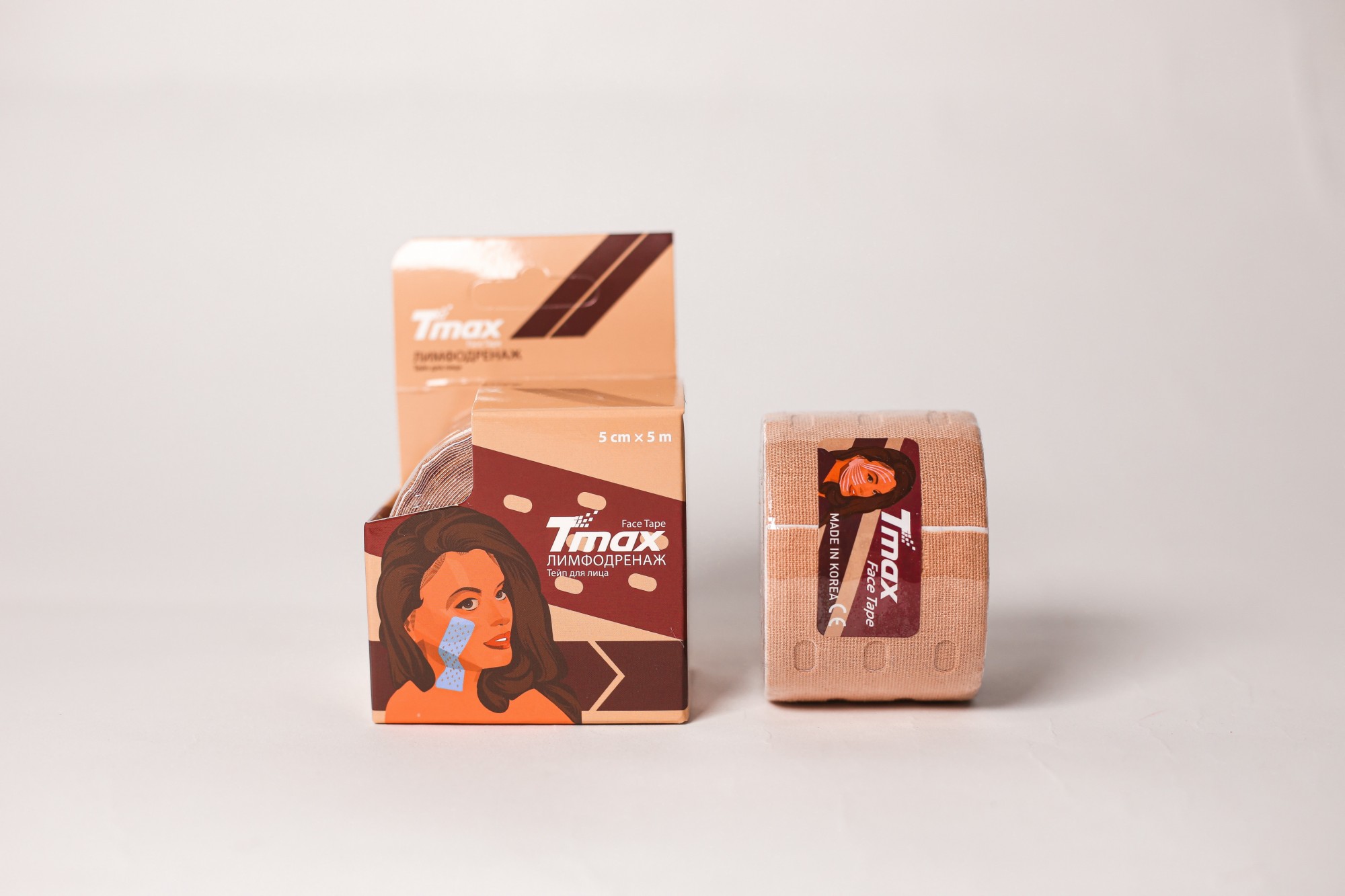 

Кинезио тейп перфорированный Tmax Face Punch Tape хлопок 5смх5м бежевый