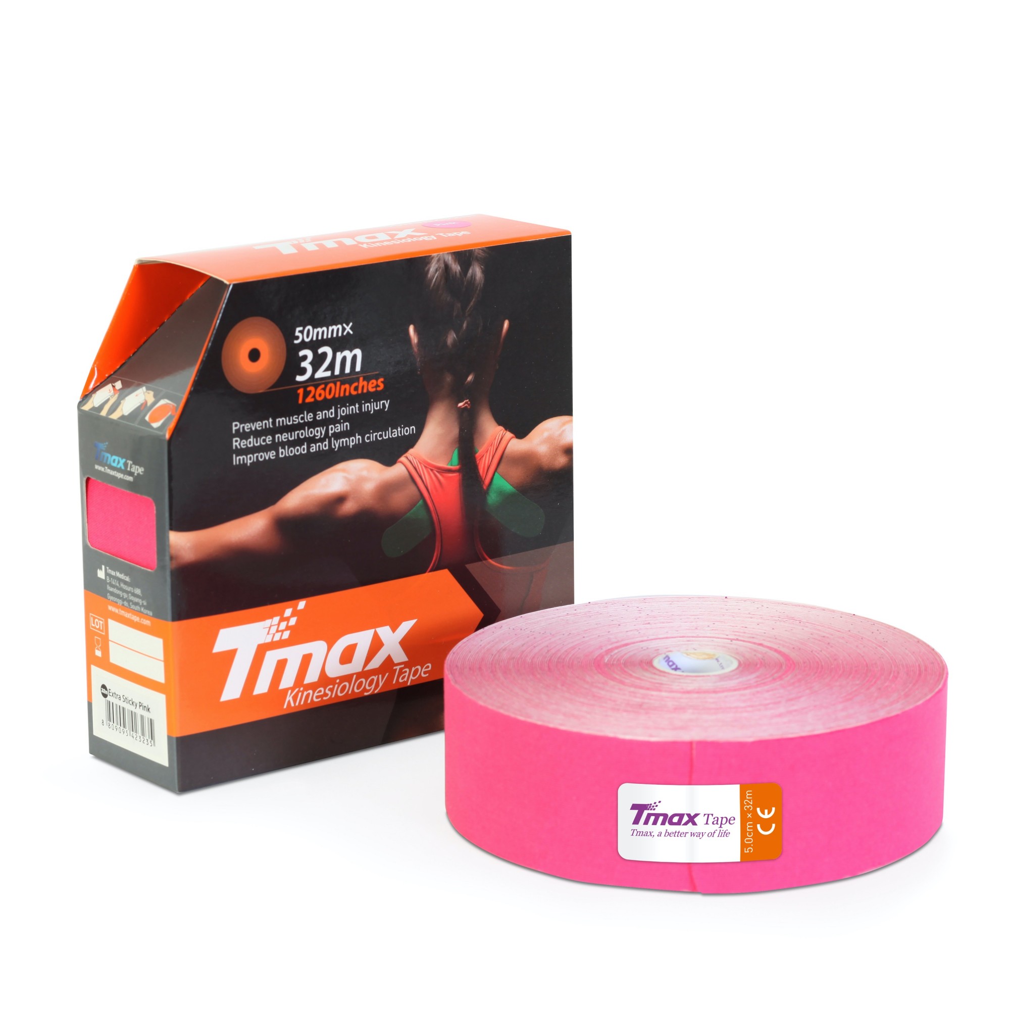 

Кинезио тейп Tmax Cotton 5смх32м розовый