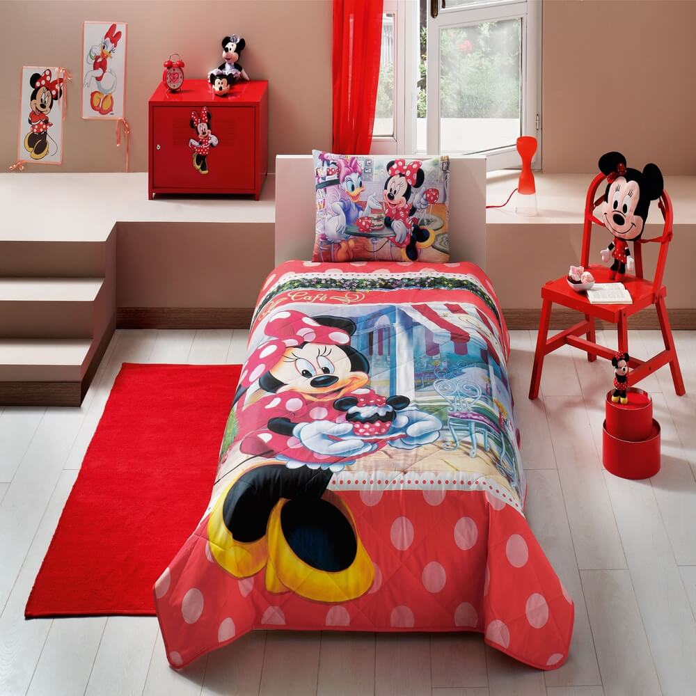 

Стеганное покрывало TAC Disney Minnie Tea Time 160 × 220 см + наволочка 50 х 70 см