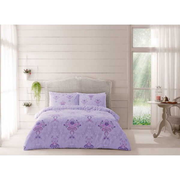 

Двуспальный King Size комплект TAC Evan Lilac Ранфорс 220 х 240 см Лиловый, цветочный принт