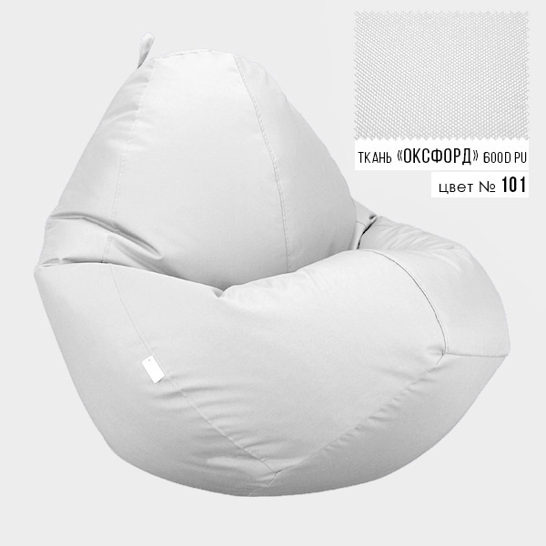 

Бескаркасное кресло мешок груша Овал Hifriend XL 85x105 Белый (Оксфорд 600D PU)