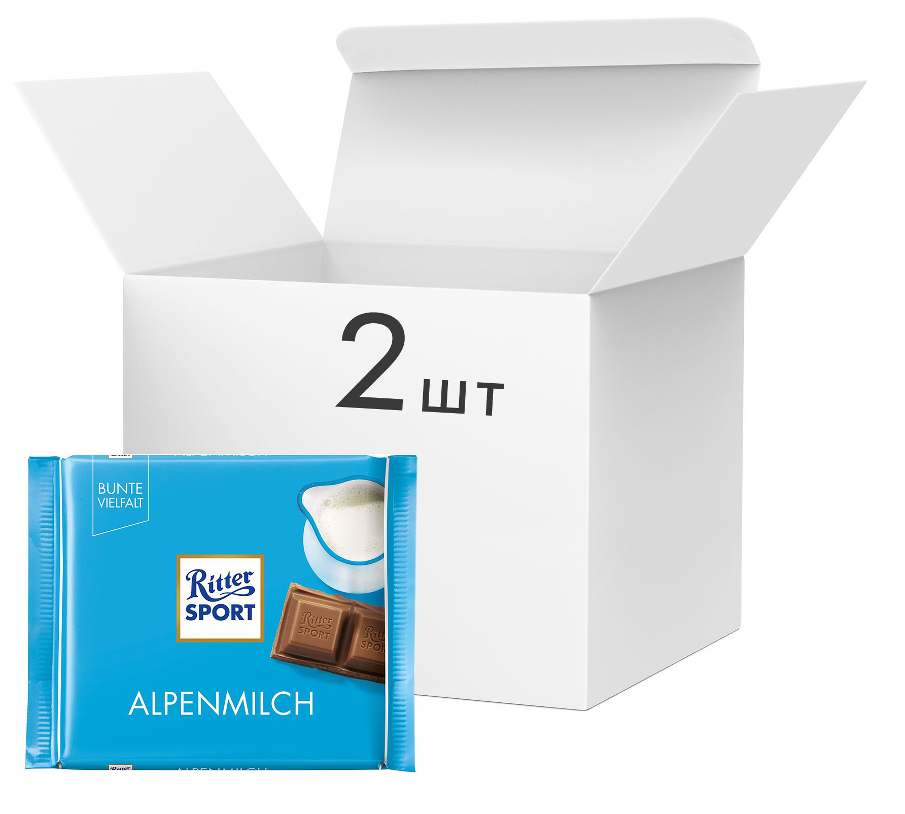 Упаковка молочного шоколада Ritter Sport с альпийским молоком 2 шт х 100 г  (4000417018008) – купить в Украине - ROZETKA. Цены на Упаковка молочного  шоколада Ritter Sport с альпийским молоком 2 шт