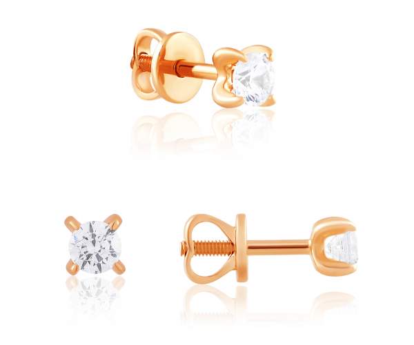 

Серьги-пусеты золотые с камнем SWAROVSKI Zirconia "Франческа", С4018GSW