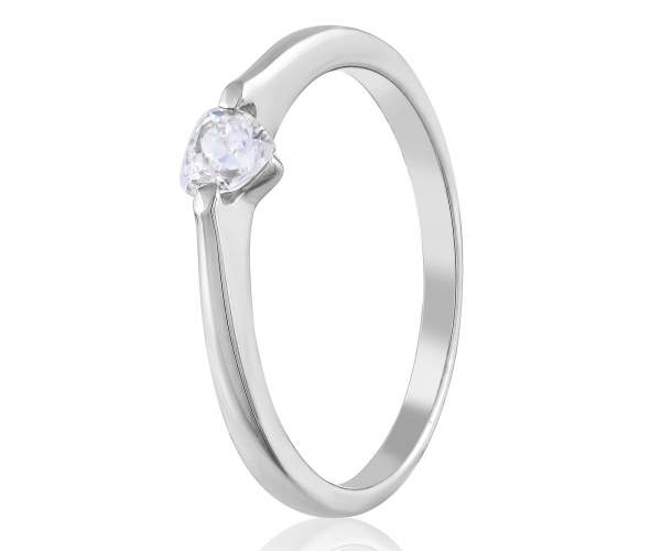 

Кольцо с камнем SWAROVSKI Zirconia в форме сердца, белое золото, КД4184/1SW, 17 размер