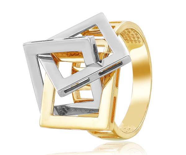 

Кольцо без вставок "Квадрат", комбинированное золото, КД0365/2, 18.5 размер