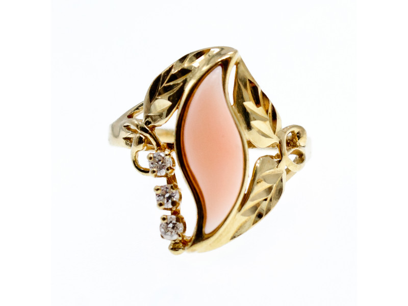 

Золотое кольцо с Агатом и белыми Сапфирами 14К (585 проба) Натуральный Sky Jewelry 001915