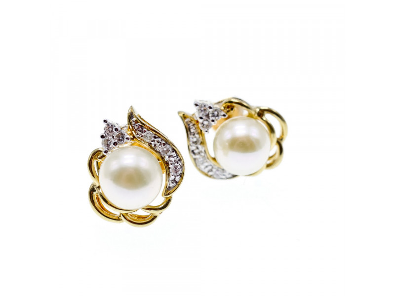 

Золотые серьги 585 проба с Жемчугом и Бриллиантами Sky Jewelry 001553