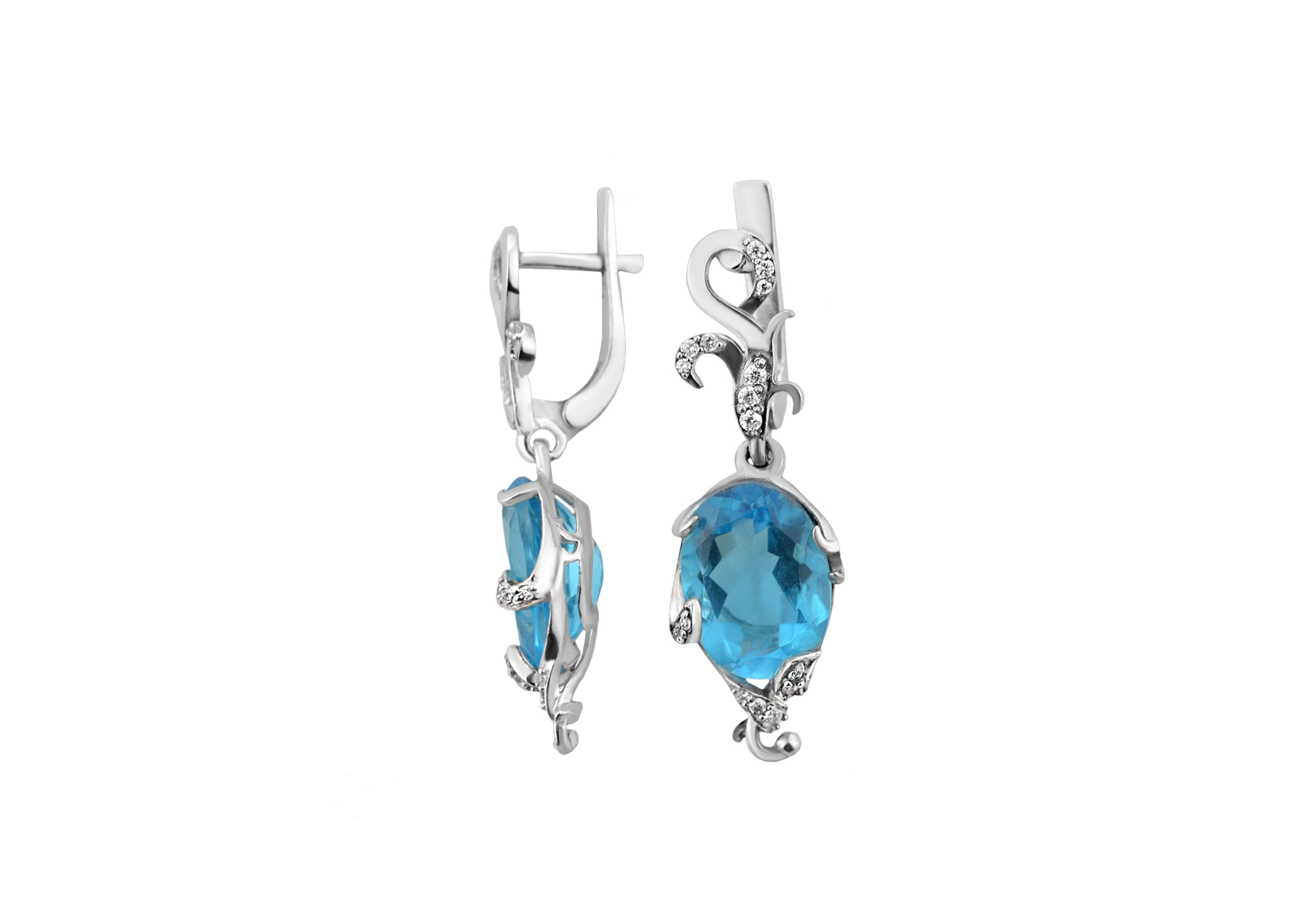 

Серьги серебряные с голубым кварцем Кармен 2190/9р г кварц