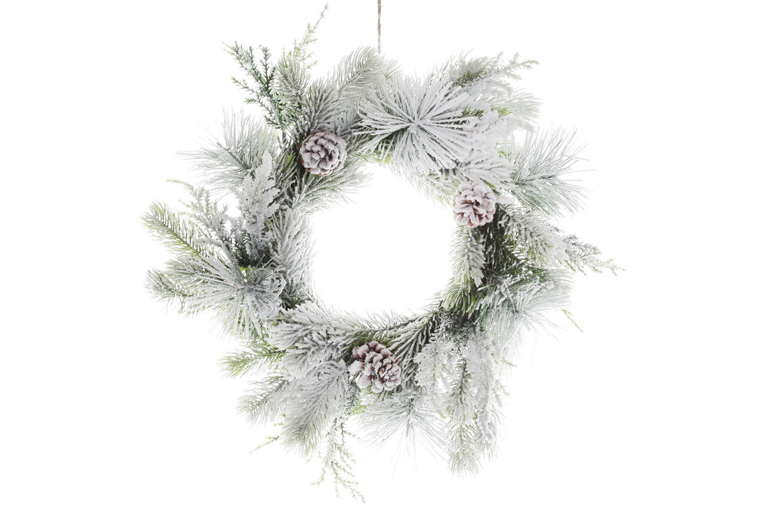 

Венок из хвои BonaDi заснеженный с шишками 34см 122-171