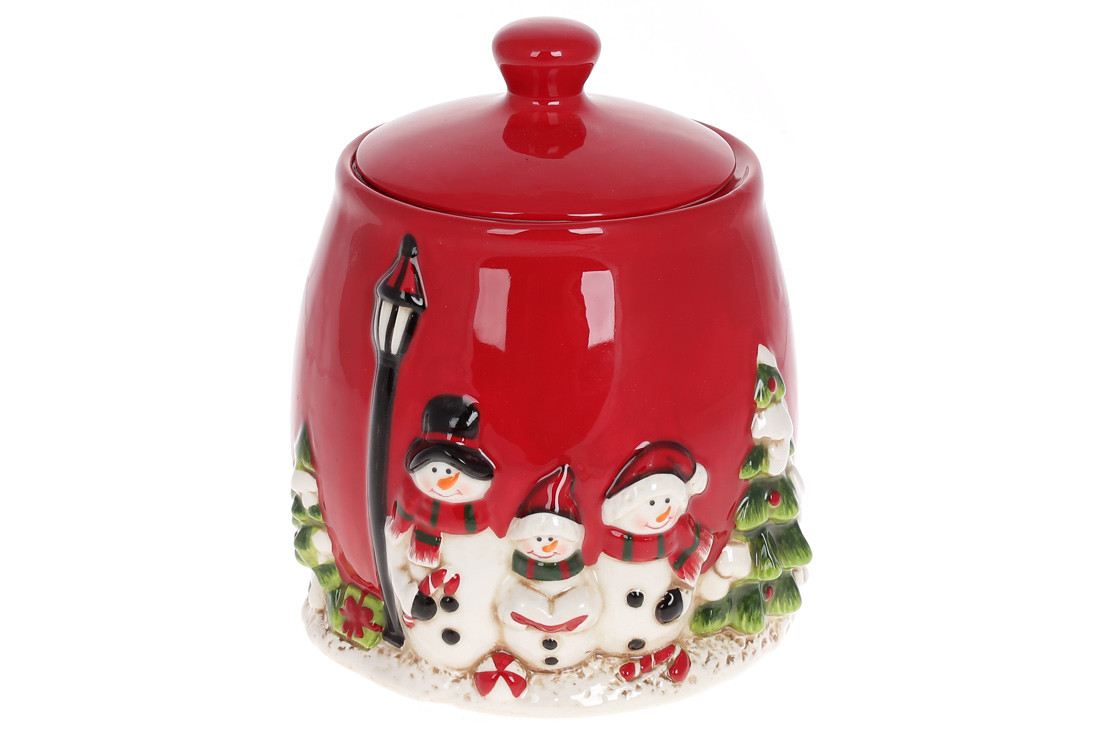 

Банка керамическая BonaDi для хранения 2.2л Трио снеговиков красный 827-881