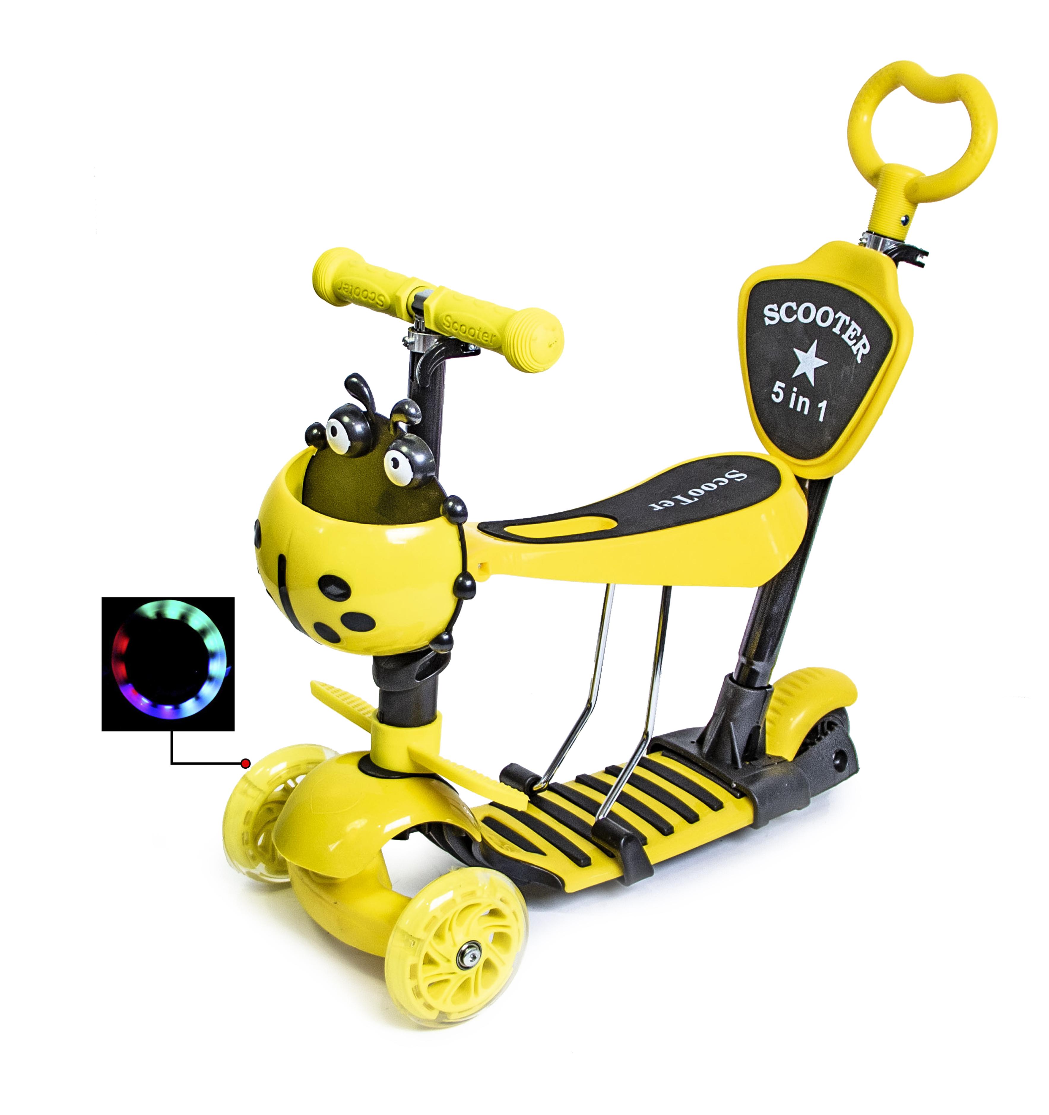 

Самокат 5 в 1 Scooter Желтый Светящиеся колеса (SD 1452070781)