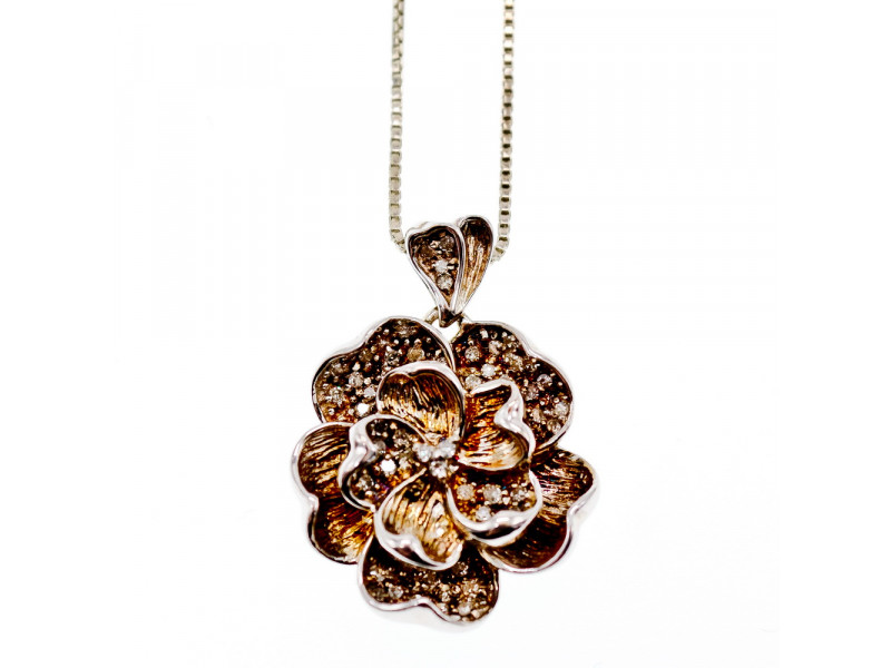 

Серебряная цепочка с кулоном с белыми сапфирами Цветы Натуральный Sky Jewelry 003586