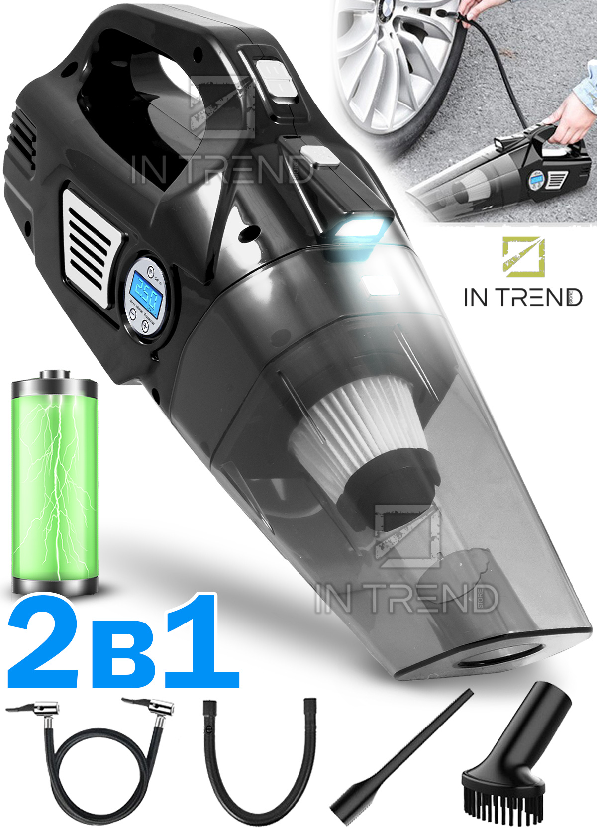 Автопылесос Mini vacuum cleaner AKS-9200 Черный для химчистки салона ...