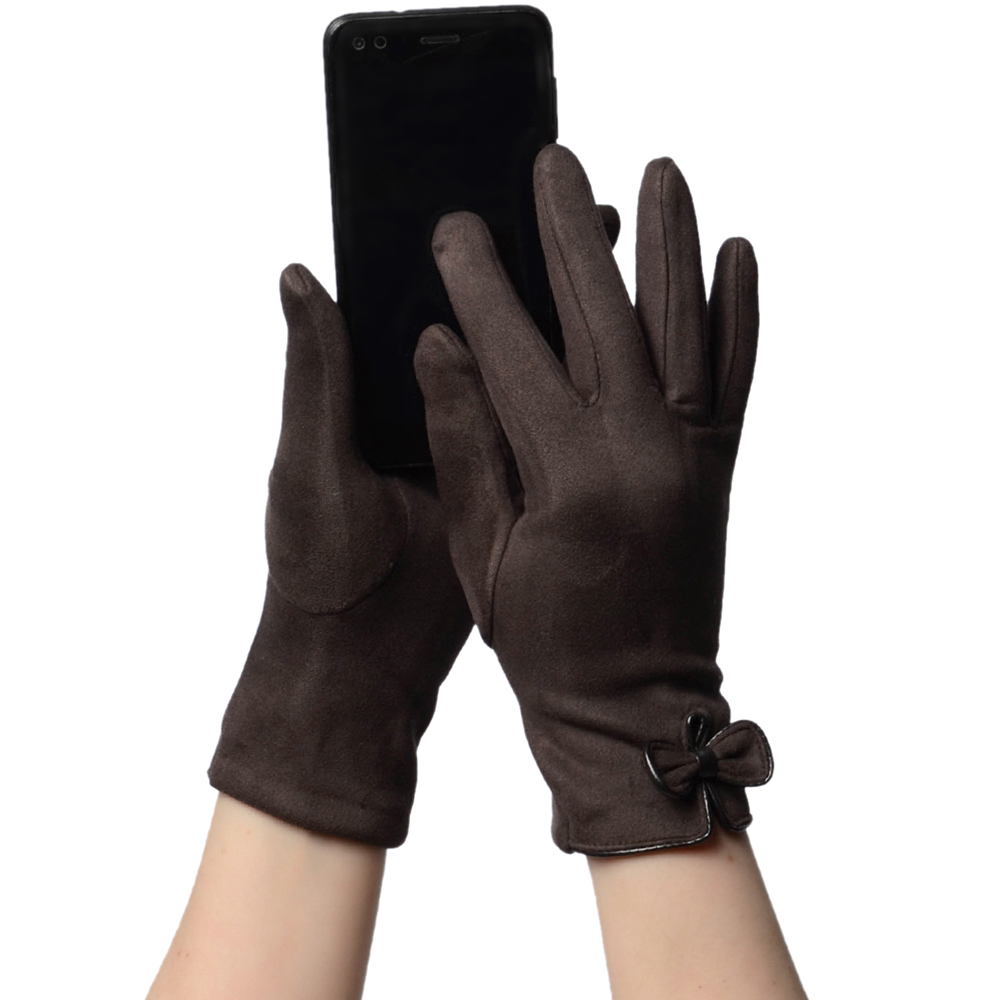 

Перчатки женские touch screen велюровые коричневые размер L, TG4028-brown