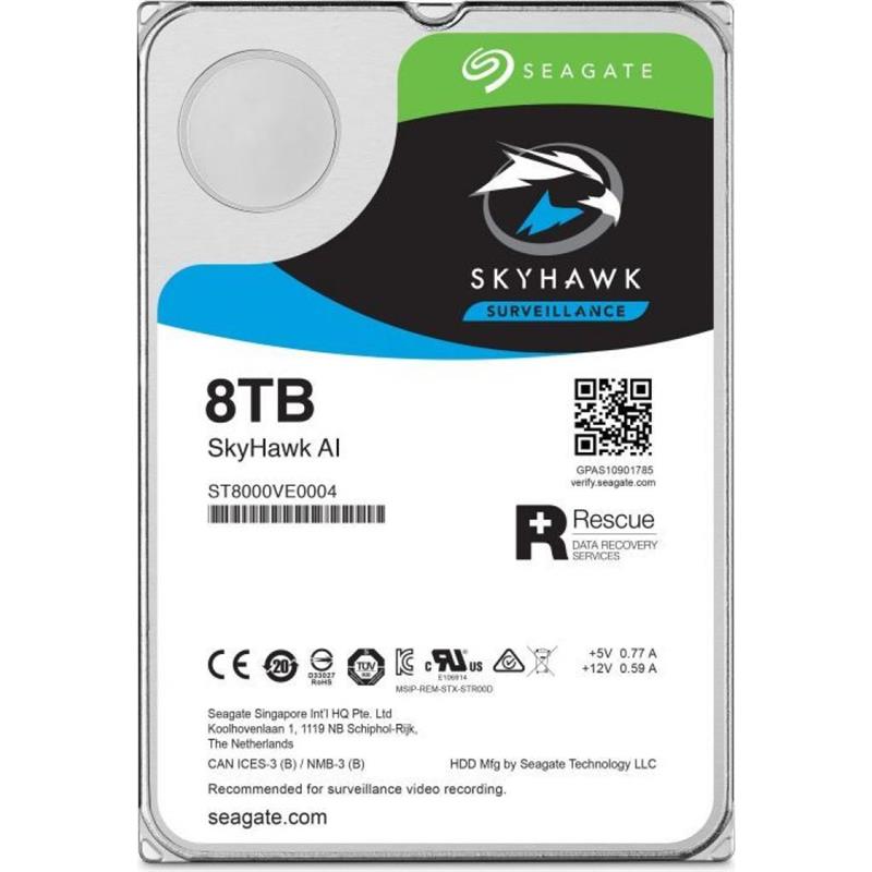 

HDD SATA 8.0TB Seagate SkyHawk AI Surveillance 7200rpm 256MB (ST8000VE001)