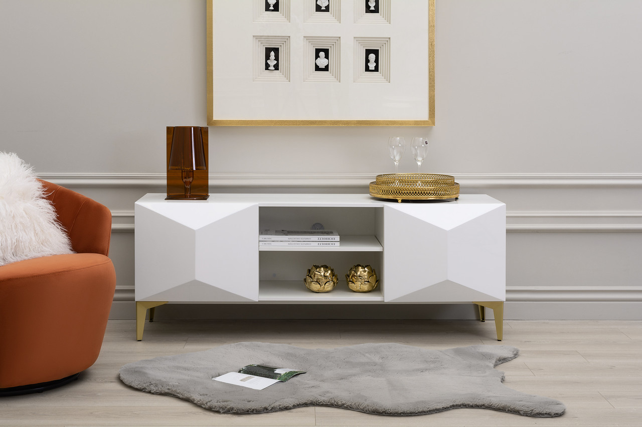 

Тумба под телевизор белая TV Martina white lacquered МДФ Carveli