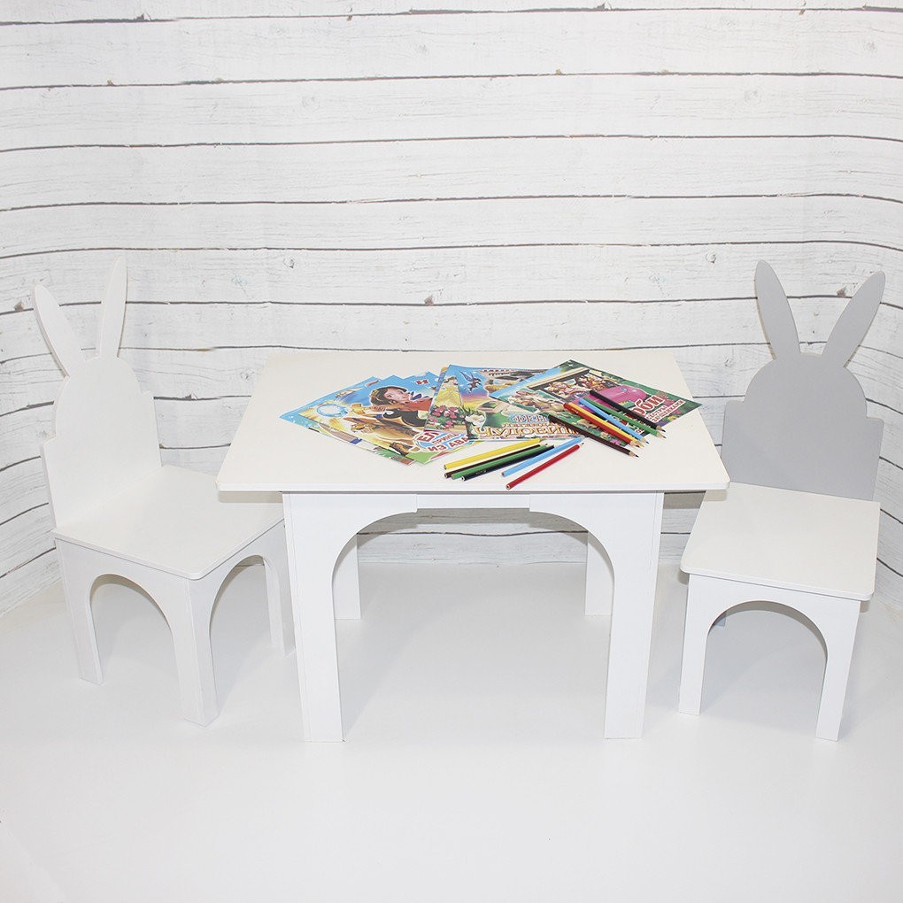 

Столик + стульчики KiddyRoom Зайчик 3 единицы Белый